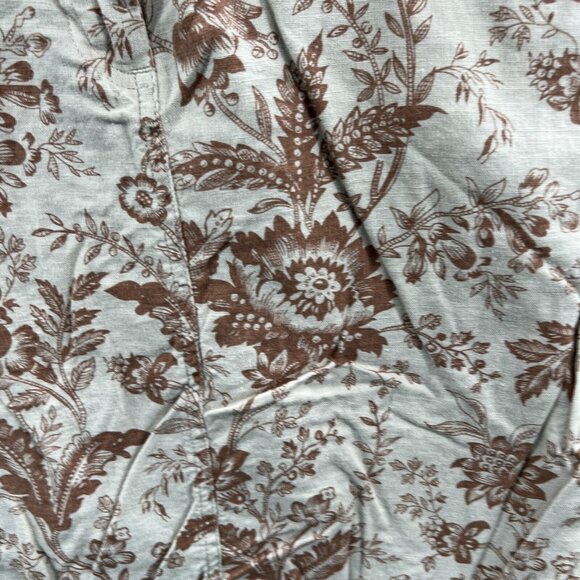 White Stag Womens Straight Skirt 12 Tan Brown Floral Linen Blend Zip Drawstring - Picture 5 of 11